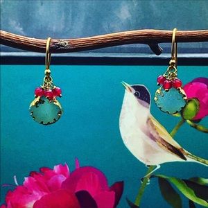 Handmade Blue Lagoon Druzy & rubi earrings